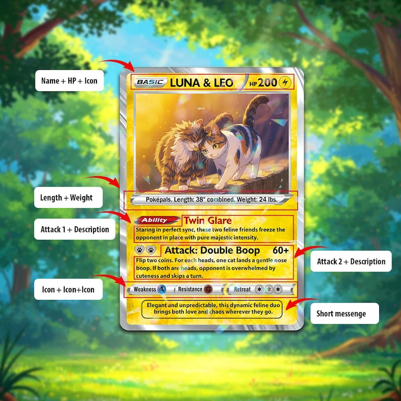 Custom Pet Poke Card with Dog Portrait Photo, Personalized Acrylic Card for Pet, Pokepet Trading Card, Custom Photo & Text Game Card