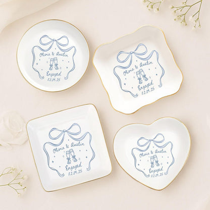 Personalized Engagement Gift for Couples, Wedding Gift for Newlyweds, Romantic Whimsical Ceramic, Married Jelwery Dish, Anniversary Gift