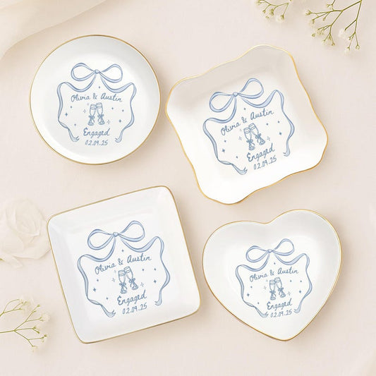 Personalized Engagement Gift for Couples, Wedding Gift for Newlyweds, Romantic Whimsical Ceramic, Married Jelwery Dish, Anniversary Gift