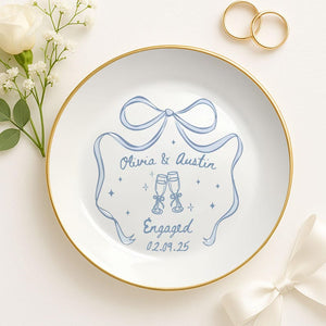 Personalized Engagement Gift for Couples, Wedding Gift for Newlyweds, Romantic Whimsical Ceramic, Married Jelwery Dish, Anniversary Gift