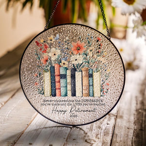 Retirement Book Suncatcher, Floral Book A New Chapter Begins Retired Gift Stained Glass, Teacher Retirement Gifts, End of Year Gift