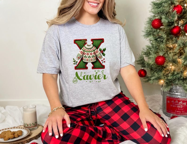 Personalized Christmas Family Name Shirt: Custom Monogram 2025