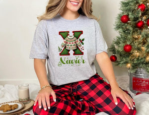 Personalized Christmas Family Name Shirt: Custom Monogram 2025