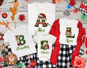 Personalized Christmas Family Name Shirt: Custom Monogram 2025