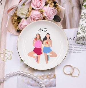 Personalized Bestie Photo Trinket Dish: Best Friend Gifts, Friendship Ring Holder, Thank You Gift For Friend