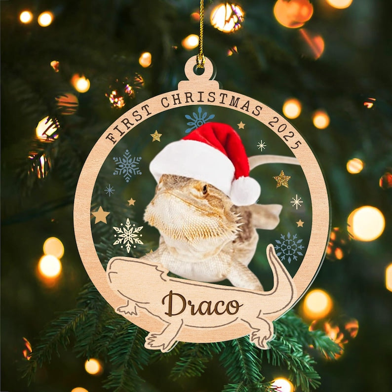 Personalized Bearded Dragon Christmas Ornament, Pet First Christmas Ornament, Pet Photo Ornament, Reptile Lover Gift, Christmas Decoration
