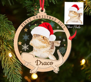 Personalized Bearded Dragon Christmas Ornament, Pet First Christmas Ornament, Pet Photo Ornament, Reptile Lover Gift, Christmas Decoration