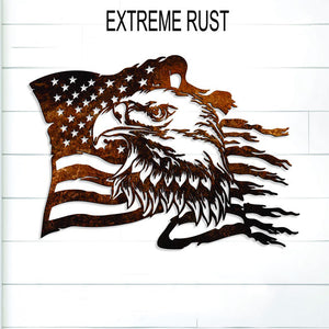 Custom Eagle & American Flag Metal Sign: Patriotic Wall Art