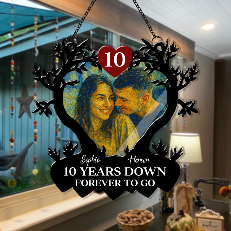 Custom Anniversary Wedding Couple 2 Layer Suncatcher, Parents Suncatcher Gift, Couple Keepsake Ornament, Wedding Gifts, Christmas Gift