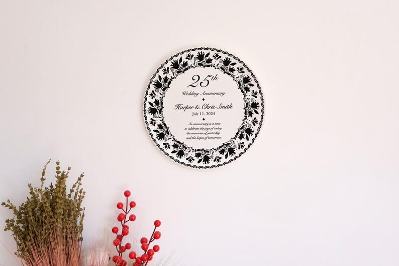 Personalized Anniversary Porcelain Plate - Custom Anniversary Gift - Wedding Anniversary Keepsake - Wedding Platter - 25th 30th Anniversary