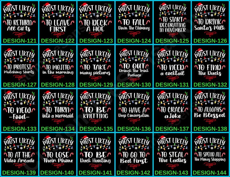 200 Quotes Most Likely Christmas Tee,Christmas Crew Shirt, holiday pajama, Matching Christmas Tee,Long Sleeve,Holiday shirts,Xmas family Tee