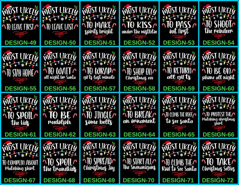 200 Quotes Most Likely Christmas Tee,Christmas Crew Shirt, holiday pajama, Matching Christmas Tee,Long Sleeve,Holiday shirts,Xmas family Tee