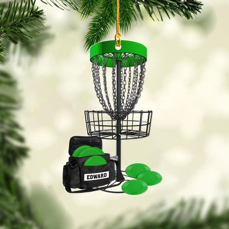 Personalized Name Disc Golf Ornament, Acrylic 2D Xmas Ornament, Gift For Disc Golf Lover, Christmas Ornament Gift, Xmas Disc Golf Ornament