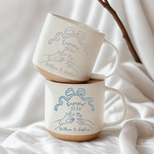 Personalised Engraved Engagement Pottery Mug, Engaged Ceramic Mug, Wedding Gift for Couple,Engagement Gift For Her,Anniversary Gift for Wife