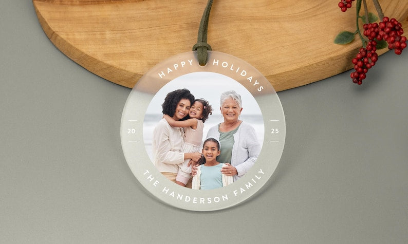 Personalized First Christmas Ornament for Baby, Newlyweds, Pets, Home, Custom Photo Ornament