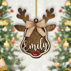 Personalized Reindeer Santa Ornament, Rudolph Ornament, Custom Name Ornament, Kids Christmas Gift, Family Ornament, Christmas Decoration