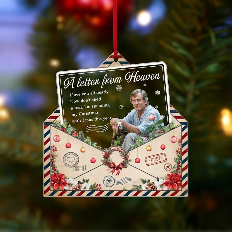 Personalized Photo Memorial Ornament, Custom Photo Grandpa Keepsake, Memorial Sympathy 2D Flat Ornament, Grandparent Memory, Christmas Gift