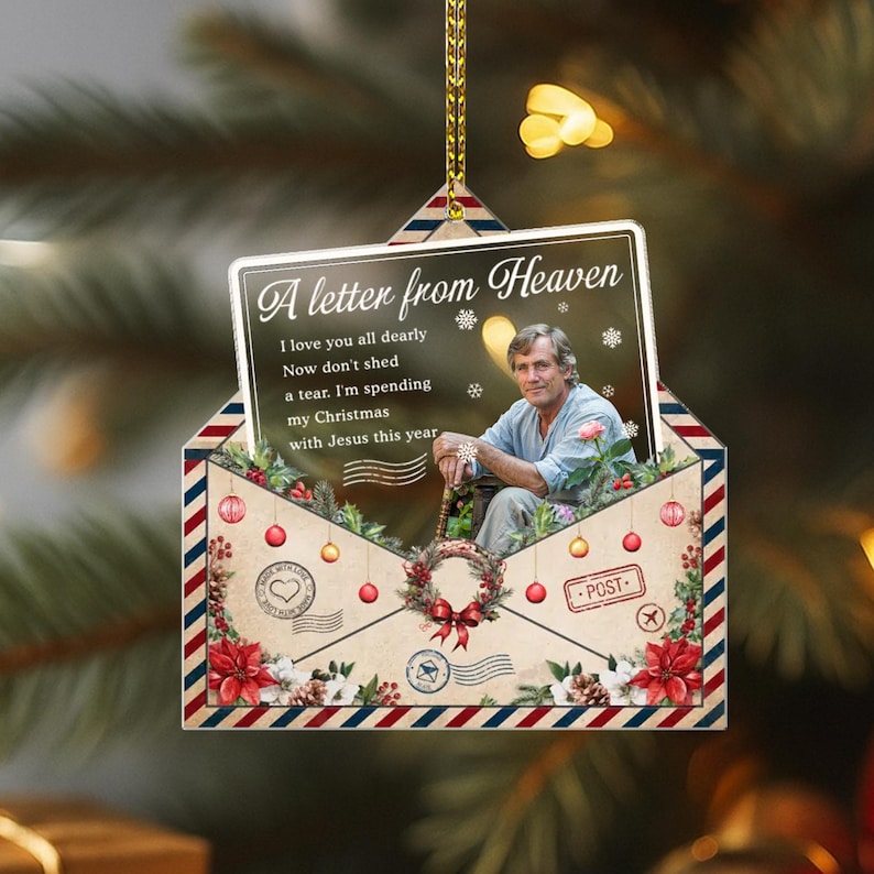 Personalized Photo Memorial Ornament, Custom Photo Grandpa Keepsake, Memorial Sympathy 2D Flat Ornament, Grandparent Memory, Christmas Gift