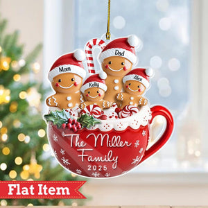 Personalized Gingerbread Family Ornament 2025, Family Christmas Ornament with Pets, Family Christmas Gift, Christmas Decoration, Xmas Gift