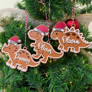Cute Dinosaur Christmas Ornament, Custom Baby Ornament, Trex Ornament, Baby Name Dinosaur Ornament, Dinosaur Ornament Felt
