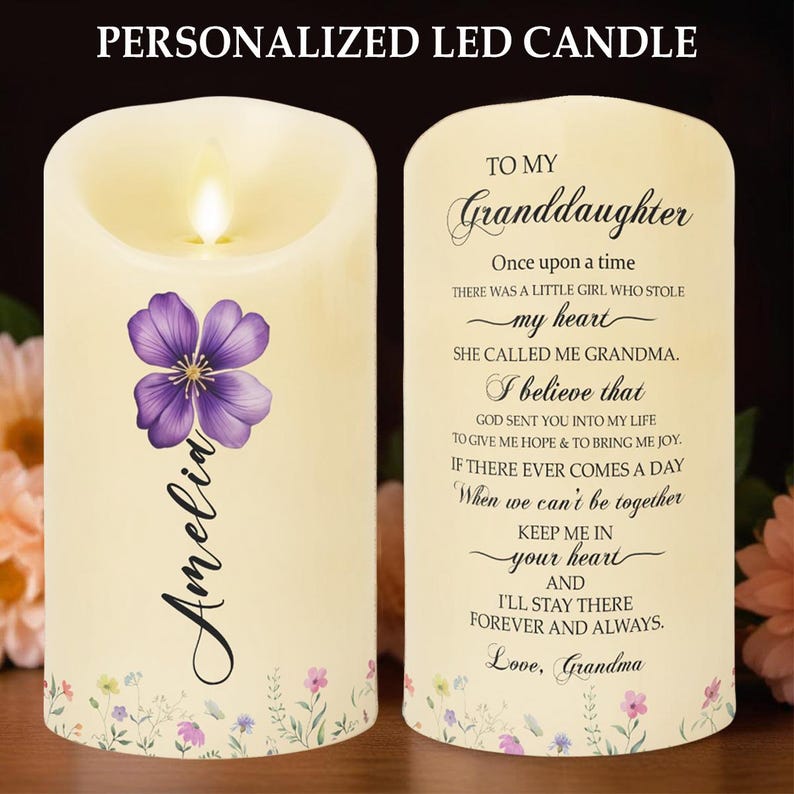 Custom LED Daughter Granddaughter Candle, Granddaughter Candle, Remember Whose Granddaughter You Are Candle, Appreciation Thank You Gifts