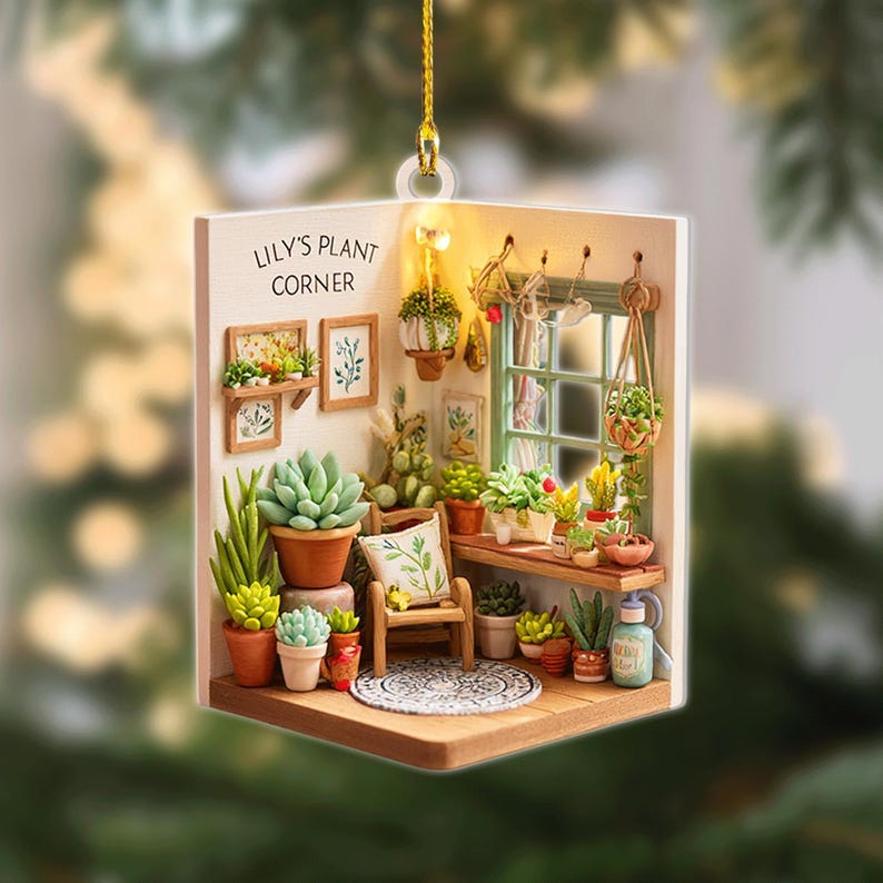 Personalized Plant Corner Christmas Ornament Custom Greenhouse Garden D cor, Plant Lover Gift, Succulent Room Keepsake 2025