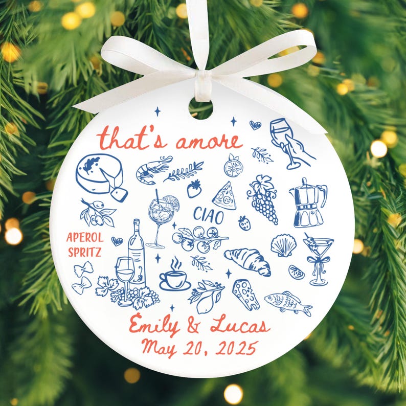 Italian Wedding Ornament, Married Ornament, Italian Wedding Keepsake, Engaged Ornament, Couple First Christmas Married, Christmas Decoration