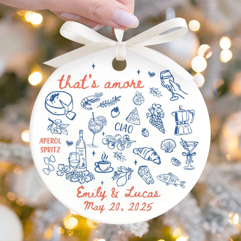 Italian Wedding Ornament, Married Ornament, Italian Wedding Keepsake, Engaged Ornament, Couple First Christmas Married, Christmas Decoration