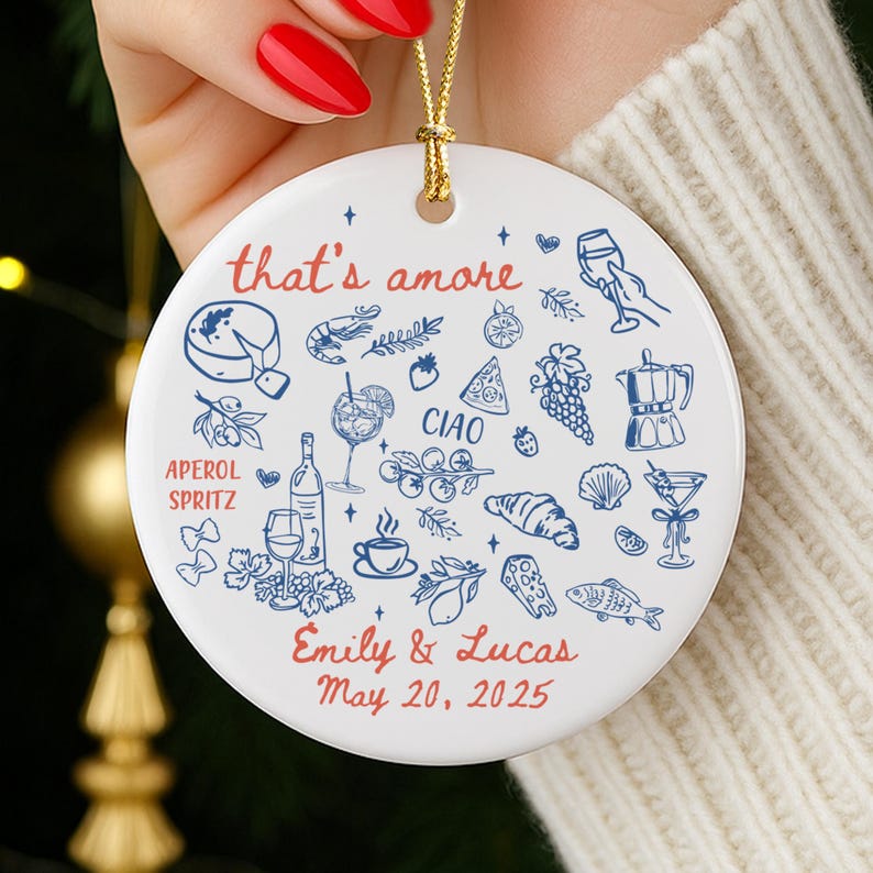 Italian Wedding Ornament, Married Ornament, Italian Wedding Keepsake, Engaged Ornament, Couple First Christmas Married, Christmas Decoration