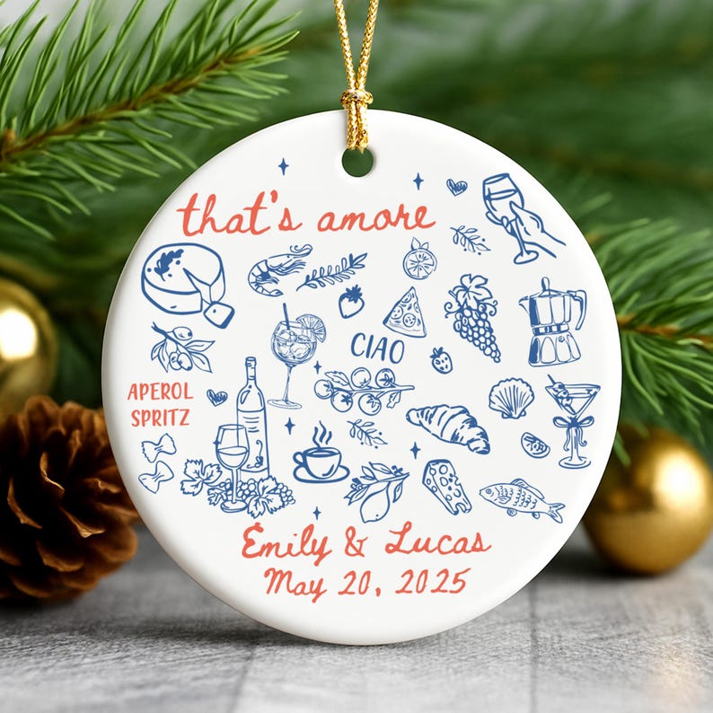 Italian Wedding Ornament, Married Ornament, Italian Wedding Keepsake, Engaged Ornament, Couple First Christmas Married, Christmas Decoration