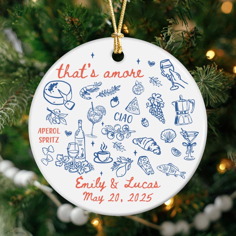 Italian Wedding Ornament, Married Ornament, Italian Wedding Keepsake, Engaged Ornament, Couple First Christmas Married, Christmas Decoration