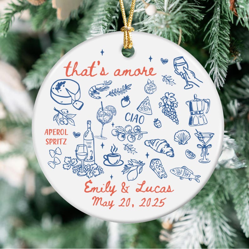 Italian Wedding Ornament, Married Ornament, Italian Wedding Keepsake, Engaged Ornament, Couple First Christmas Married, Christmas Decoration