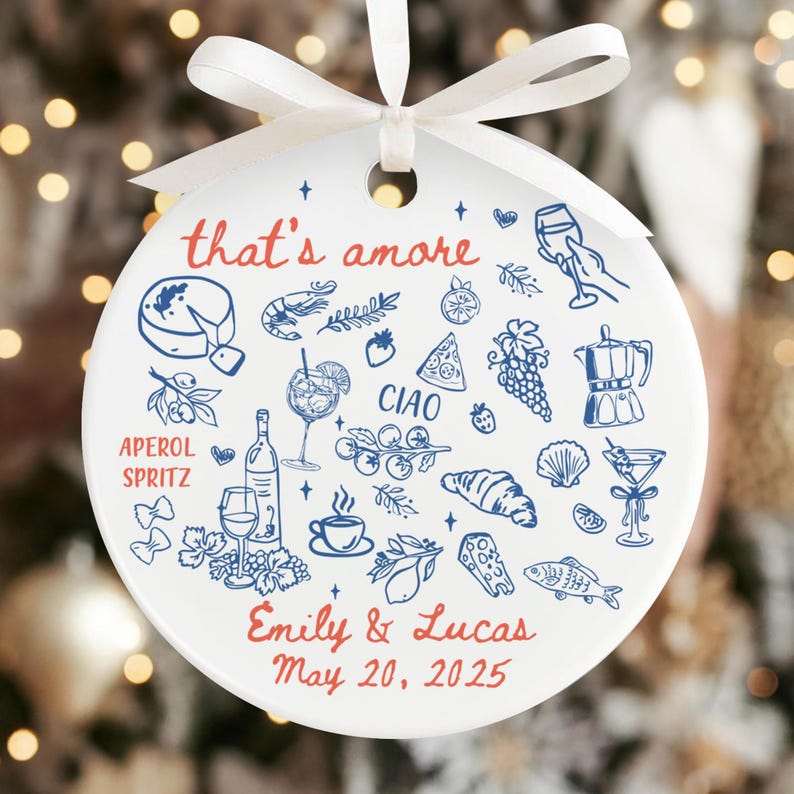 Italian Wedding Ornament, Married Ornament, Italian Wedding Keepsake, Engaged Ornament, Couple First Christmas Married, Christmas Decoration