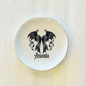 Dark Romance Personalized Ring Dish | Halloween Gothic Custom Ceramic Trinket Ring Dish | Jewelry Dish | Gift For Her