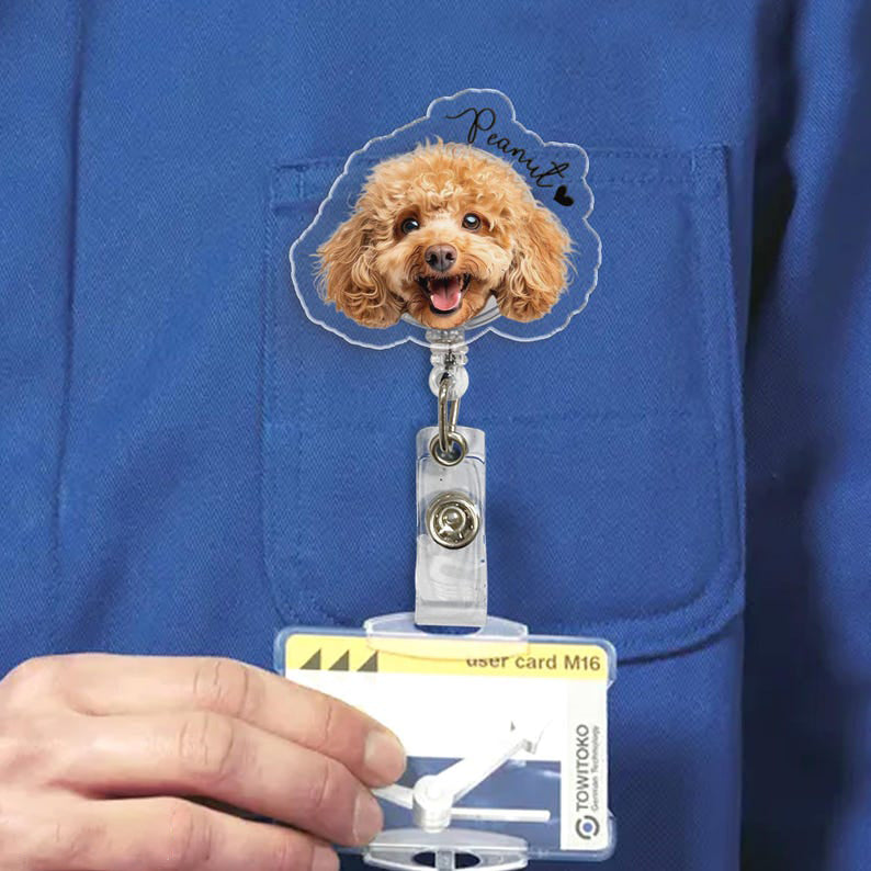 Custom Pet Portrait Badge Reel, Dog & Cat Photo Badge Reel, Nurse Badge Reel, Picture Badge Reel, Retractable Badge Holder, ID Badge Buddy