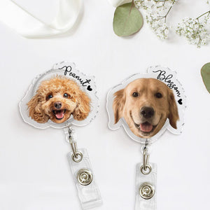 Custom Pet Portrait Badge Reel, Dog & Cat Photo Badge Reel, Nurse Badge Reel, Picture Badge Reel, Retractable Badge Holder, ID Badge Buddy