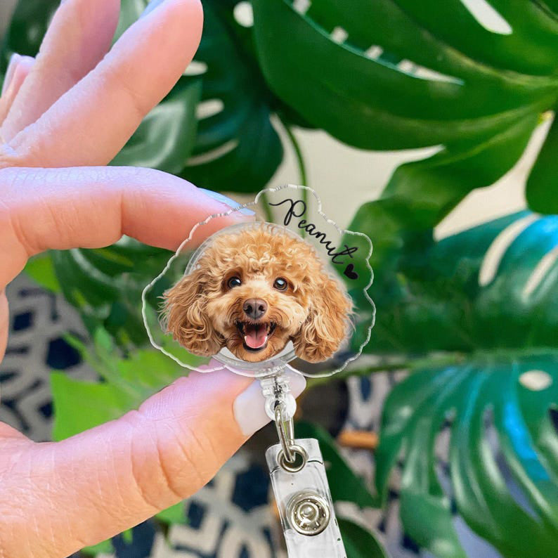 Custom Pet Portrait Badge Reel, Dog & Cat Photo Badge Reel, Nurse Badge Reel, Picture Badge Reel, Retractable Badge Holder, ID Badge Buddy