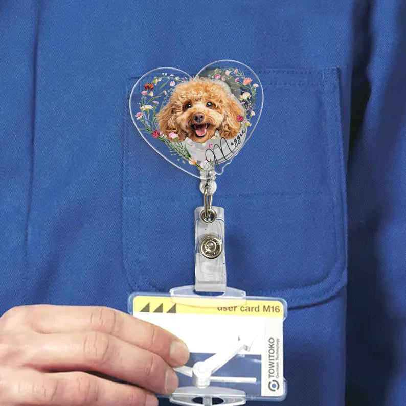 Custom Pet Badge Reel With Photo, Personalized Pet Badge Reel, Nurse Badge Reel with Picture, Nurse Gift, Dog Mom Gifts, Dog Cat Badge Reel