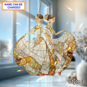 Personalized Holo Philippine Woman Acrylic Ornament, Custom Cultural Window Hanging, Unique Handmade Ethnic Art Gift for Home Decoration