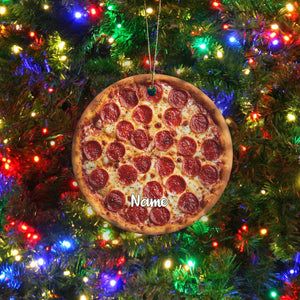 Pizza Christmas Custom Ornament, Funny Foodie Ornament, White Elephant Gift, Stocking Stuffer for Pizza Lovers, New York & Chicago Kitchen Decor