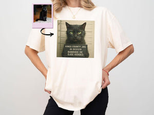 Custom Pet Mugshot T-Shirt or Sweatshirt, Personalized Dog/Cat Portrait