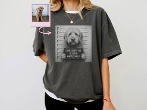 Custom Pet Mugshot T-Shirt or Sweatshirt, Personalized Dog/Cat Portrait