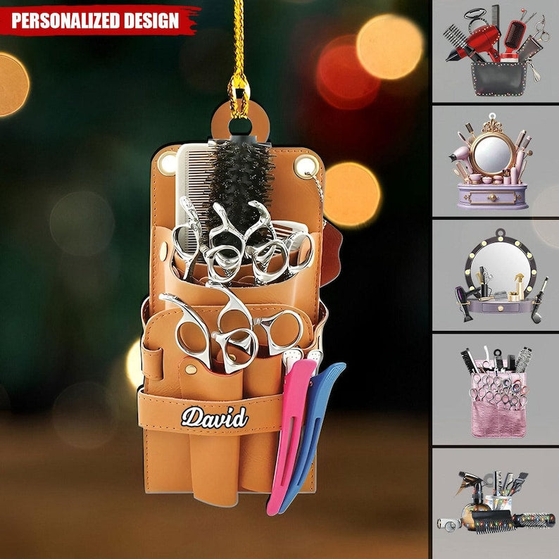 New Release Personalized Name Hair Stylist Tool Christmas Ornament, Gifts For Hairdresser Barber