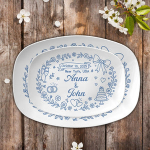 Personalized Wedding Keepsake Plate: Custom Name & Date Resin Platter