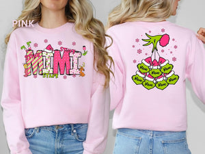 Custom Grinch Sweatshirt, Mommy Christmas Hoodie, Grinch 2 Sides Tee, Xmas Grandma Tee, Mama Grinch Tee, Kids Names Sweatshirt, Xmas Gift
