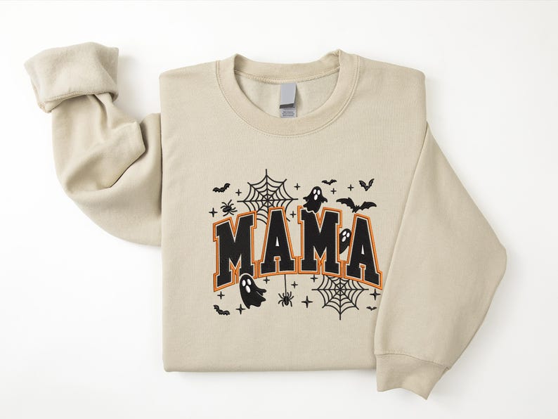 Embroidered Mama Halloween Sweatshirt, Spooky Season Mom Shirt, Coquette Mama Shirt, Fall Mama Sweatshirt, Fall Gift for Mothers