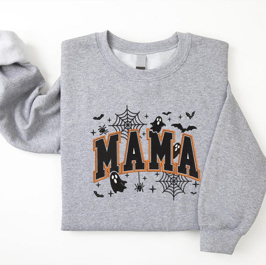 Embroidered Mama Halloween Sweatshirt, Spooky Season Mom Shirt, Coquette Mama Shirt, Fall Mama Sweatshirt, Fall Gift for Mothers