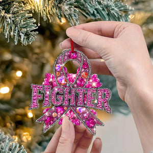 2D FLAT Pink Ribbon Wing Acrylic Ornament, Christmas Breast Cancer Ornament, Breast Cancer Fighter Ornament, Breast Cancer Survivor Decor