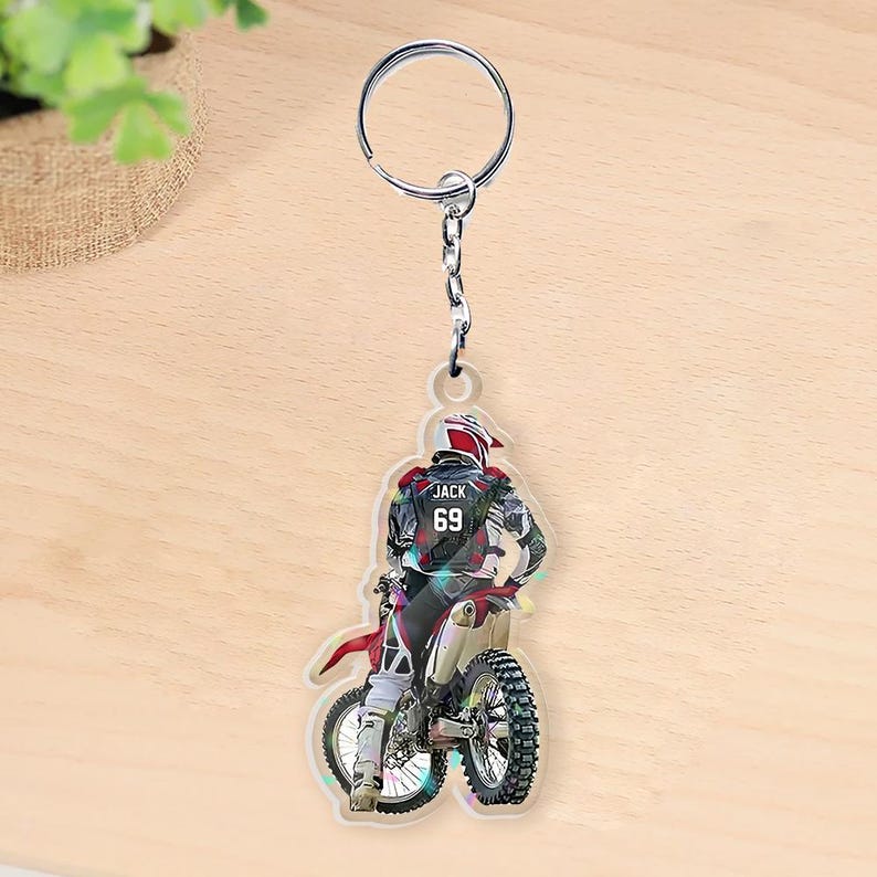 Personalized Motocross Ornament, Custom Dirt Bike Rider Name & Number, 2D Acrylic Christmas Tree Decoration For Biker Gift, Motocross Gift