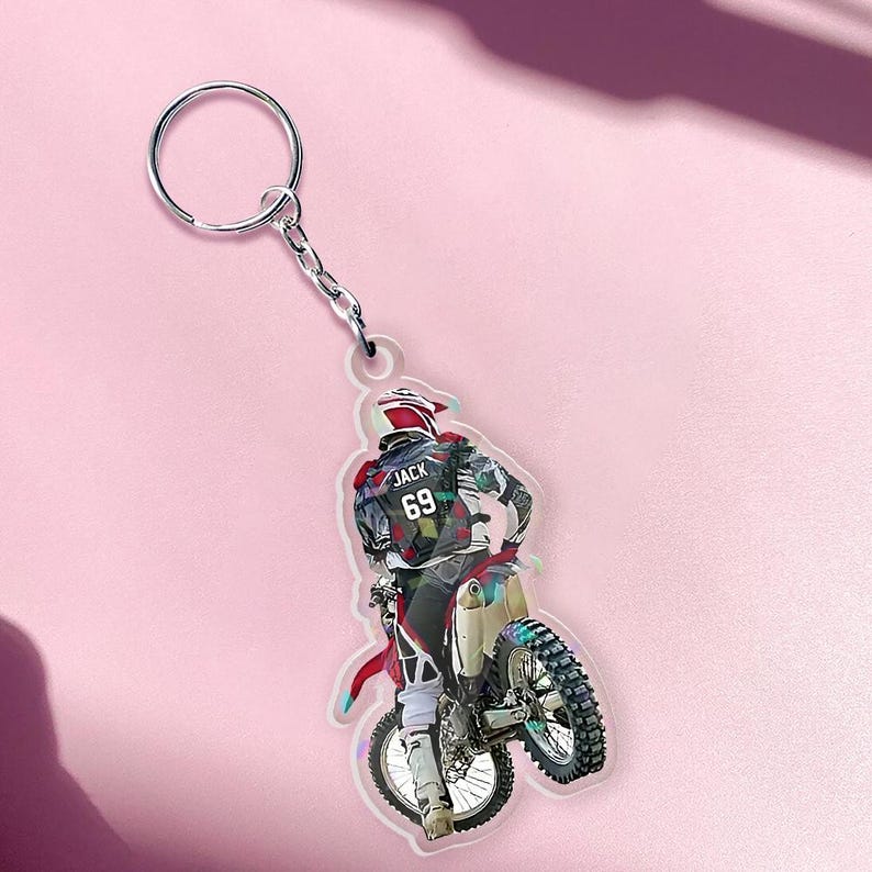 Personalized Motocross Ornament, Custom Dirt Bike Rider Name & Number, 2D Acrylic Christmas Tree Decoration For Biker Gift, Motocross Gift